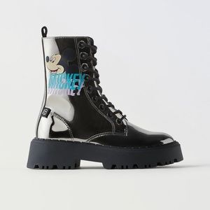 ZARA MIRRORED MICKEY MOUSE O DISNEY ANKLE BOOTS‎